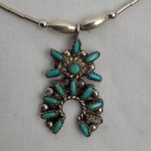 Vintage Tourquose Silver Necklace Indian Jewelry